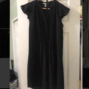 H&M Black Fluttersleeve Dress with Fabric Tie Belt